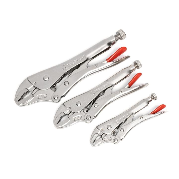 Crescent 3 Piece Curved Jaw Locking Pliers With Wire Cutter Set