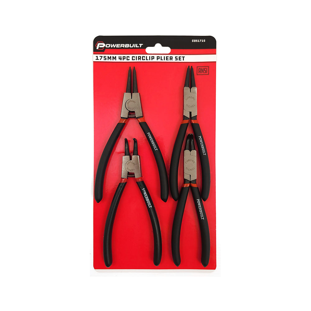 Powerbuilt 4PC 175MM CIRCLIP PLIER SET