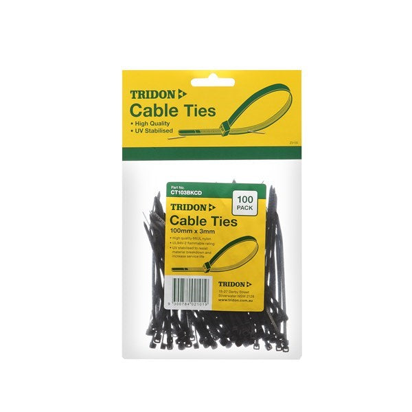 Cable Tie Black 150X4mm Pkt 100