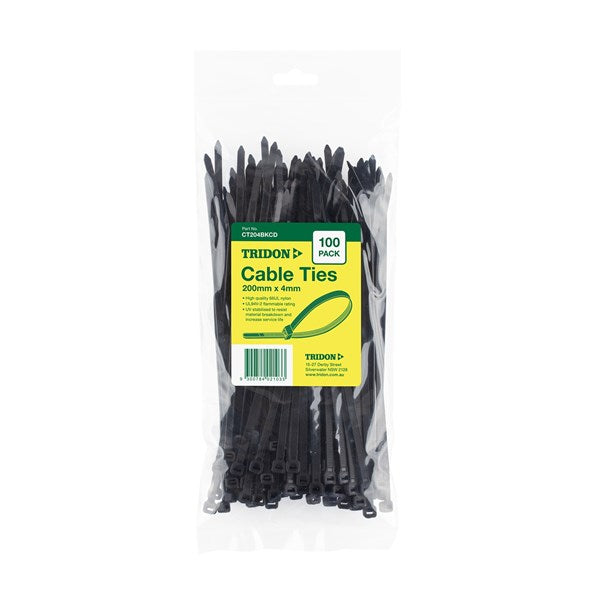 Cable Tie Black 200X4mm Pkt 100