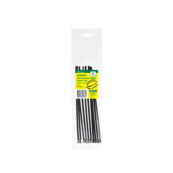 TRIDON CABLE TIE SS 316 BLK COATED 200X4MM