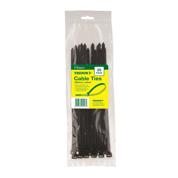 Cable Tie Black 350X8mm Pkt 25