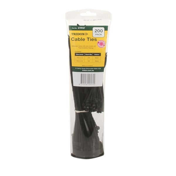 Toothpaste Tube Cable Tie Combo Pack- Black