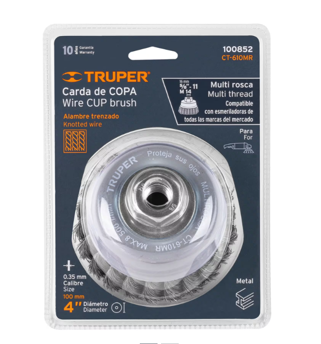 Truper Wire Cup Brush Twisted Multifit 100mm