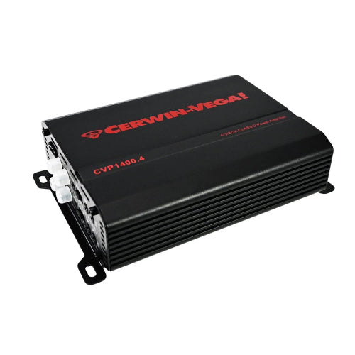 A Cerwin-Vega CVP1400-4 Class D amplifier power supply, shown at a three-quarter angle on a solid white background.