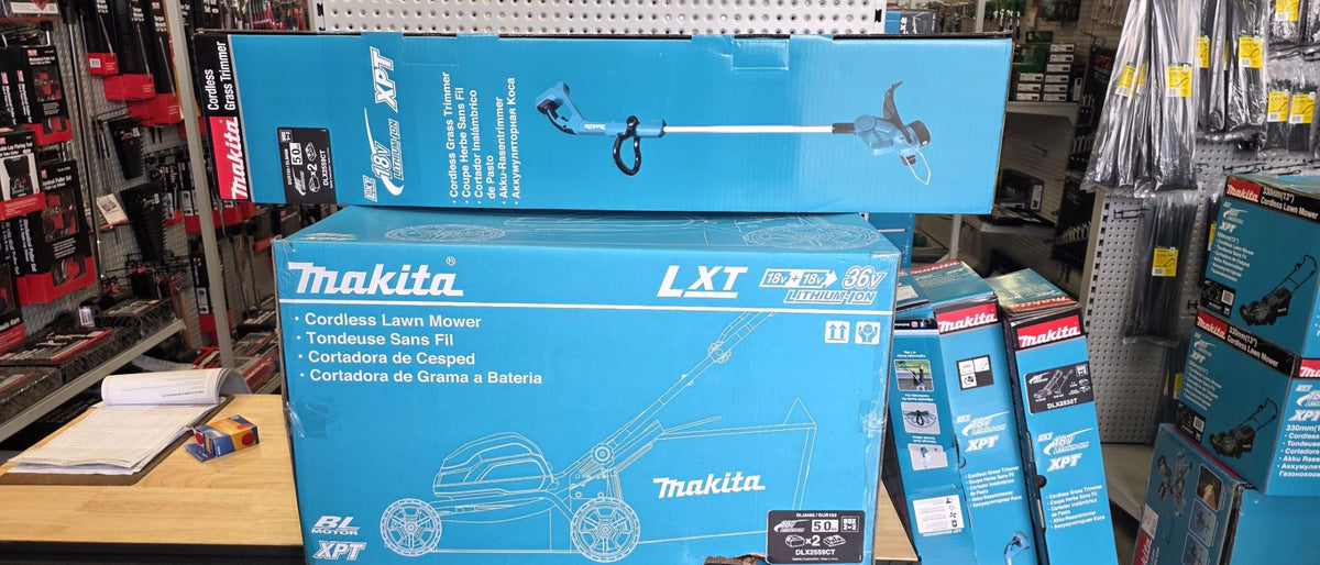 Makita 18V LXT Cordless Lawn Mower & Line Trimmer Kit 5.0Ah