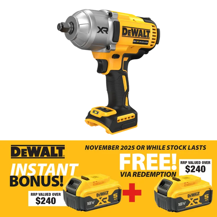 DeWalt 18V 1/2in High Torque Wrench Hog Ring - Bare Tool with free DCB184-XE