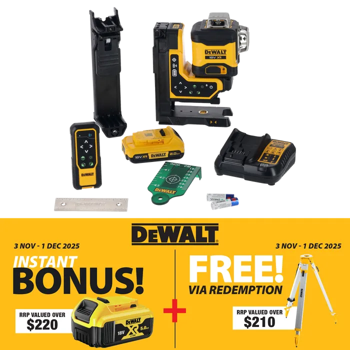 Dewalt 18V 3X360 REMOTE CONTROL GREEN LASER with free DCB184-XE