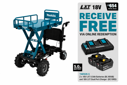 Makita 18Vx2 Brushless Material Handling, Hydraulic Flat bed
