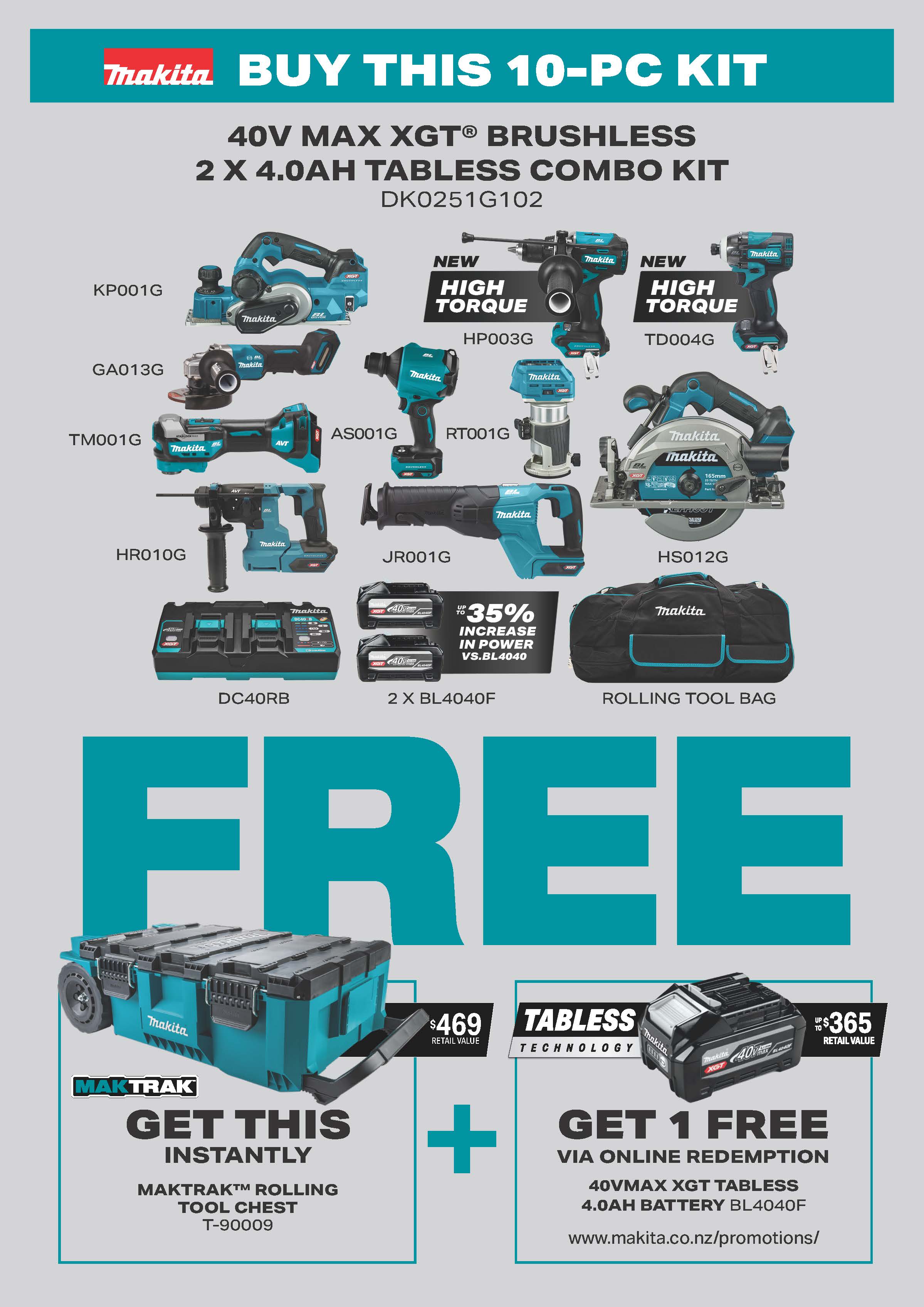Makita 10 piece XGT Combo Kit