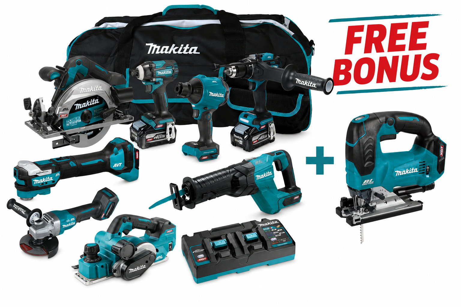 Makita 40Vmax XGT Brushless 8 Piece Combo Kit 2x4.0AH