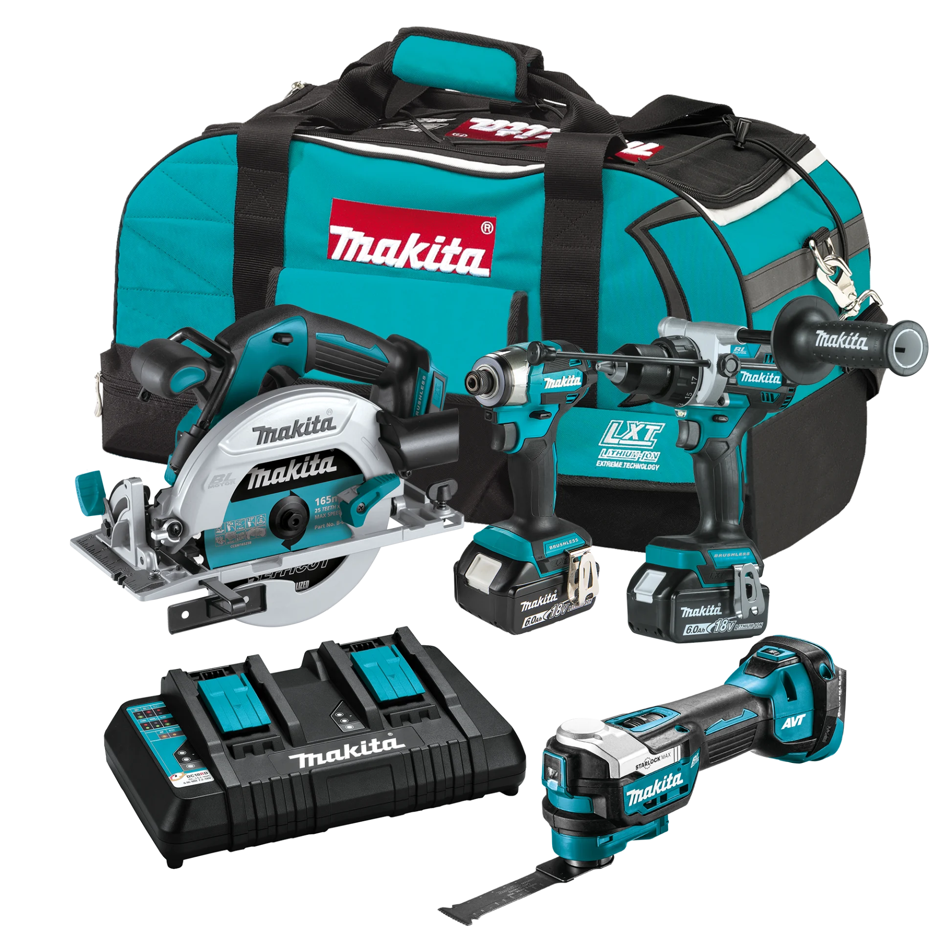 Makita 18V LXT 4 Piece Kit DLX4202GX1 2 x 6AH