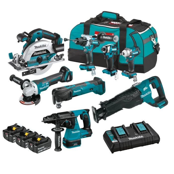 Makita 18V LXT 8PC 3x 5.0Ah Combo Kit