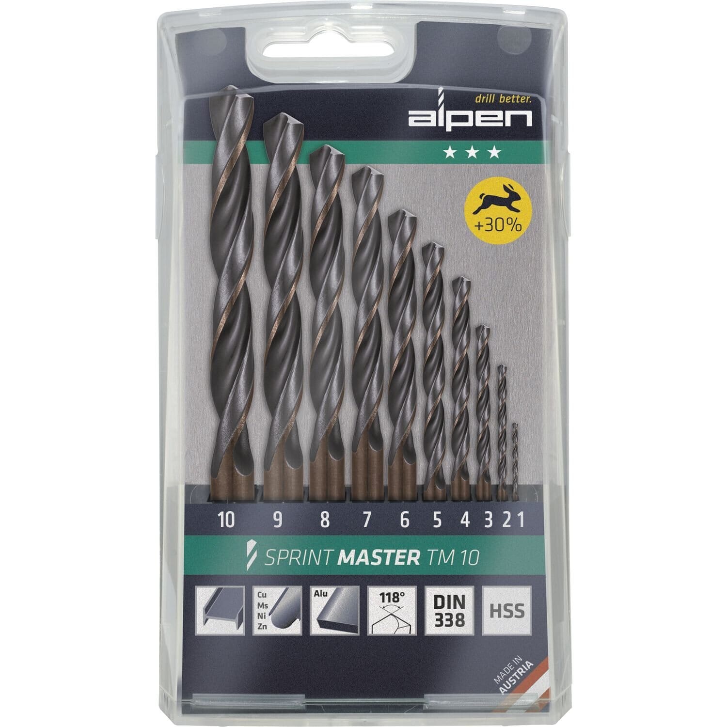 Alpen Set Sprint Master TM10 10-pcs., 1.0-10.0x1.0mm in Plastic Cassette