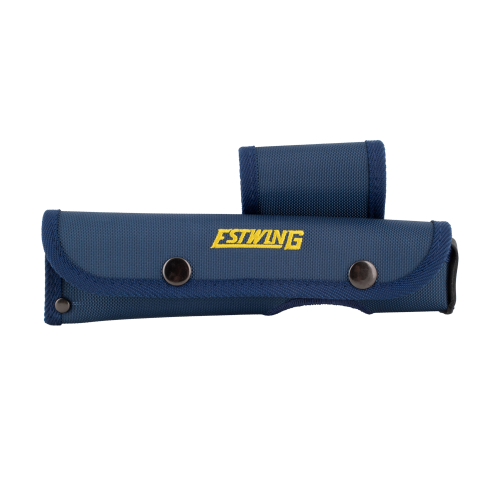 Blue tool pouch with 'Estwing' branding on a white background