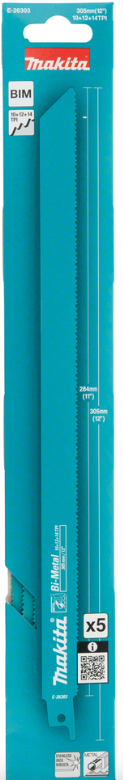 Makita Bi-Metal Recip Saw Blade for Hard Metals 305mm x 1.25mm 10+12+14T 5pk