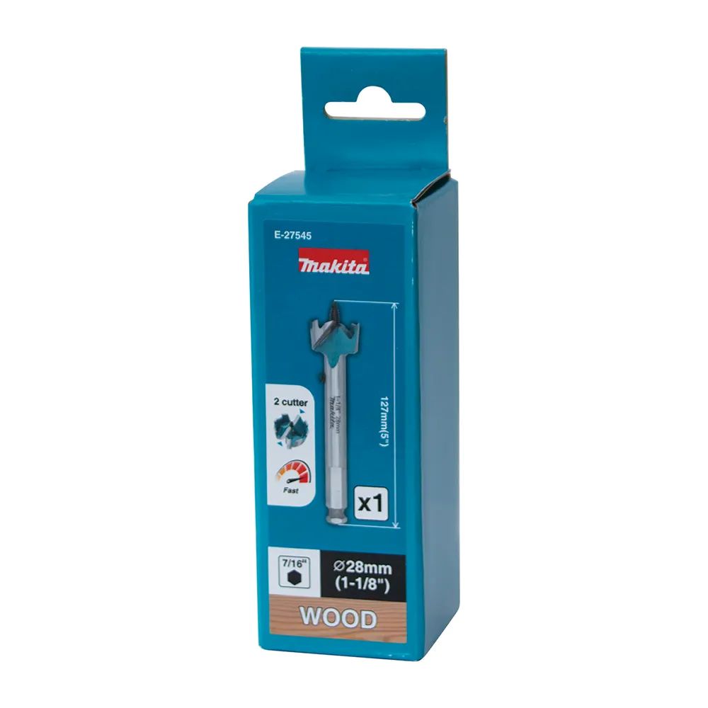 Makita Wood Self Feeding Bit with 7/16" Hex Shank 2 Flute 28mm