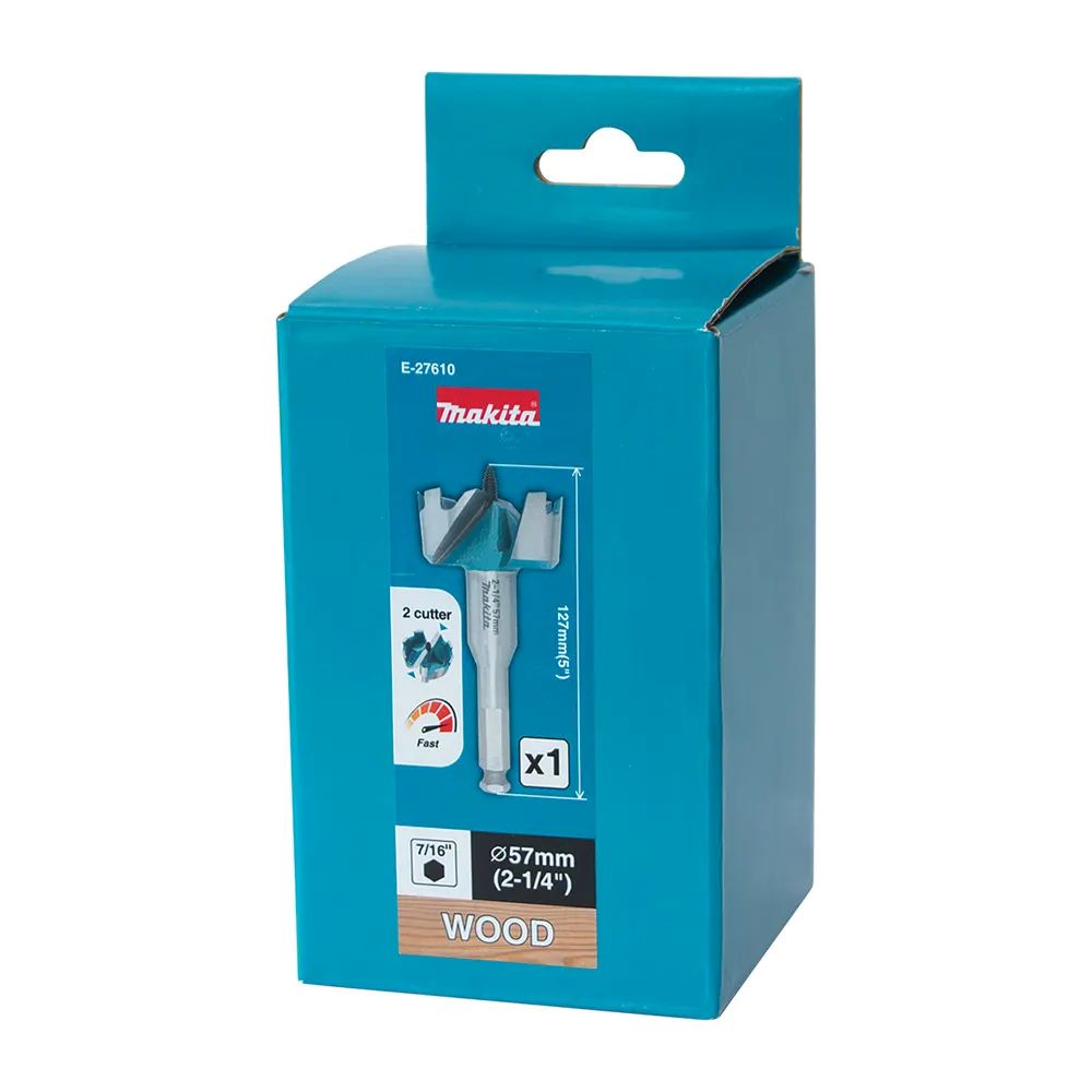 Makita Wood Self Feeding Bit with 7/16" Hex Shank 2 Flute 57mm