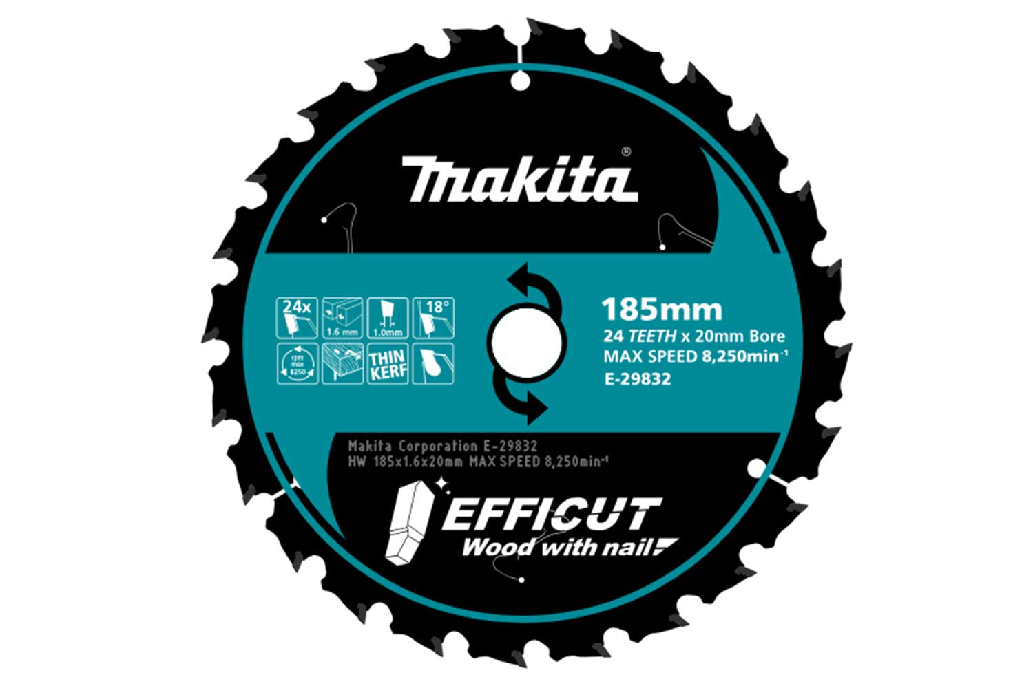 Makita Efficut Wood and Nail Blade 185 x 20 x 24T
