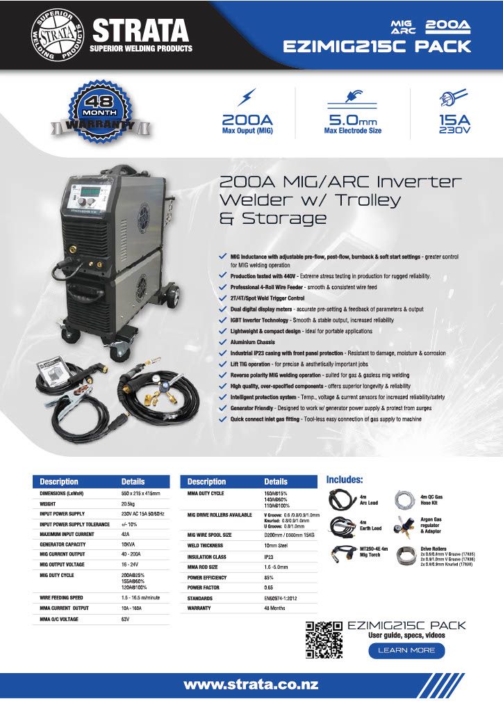 Strata 200A COMPACT INVERTER MIG WELDER PACKAGE