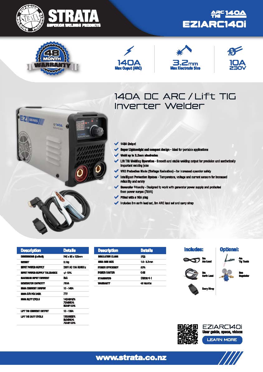 Strata 140A DC ARC/Lift TIG Inverter Welder