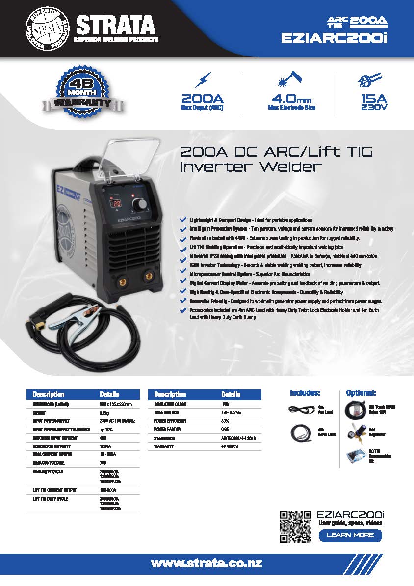 Strata 200A DC ARC/Lift TIG Inverter Welder