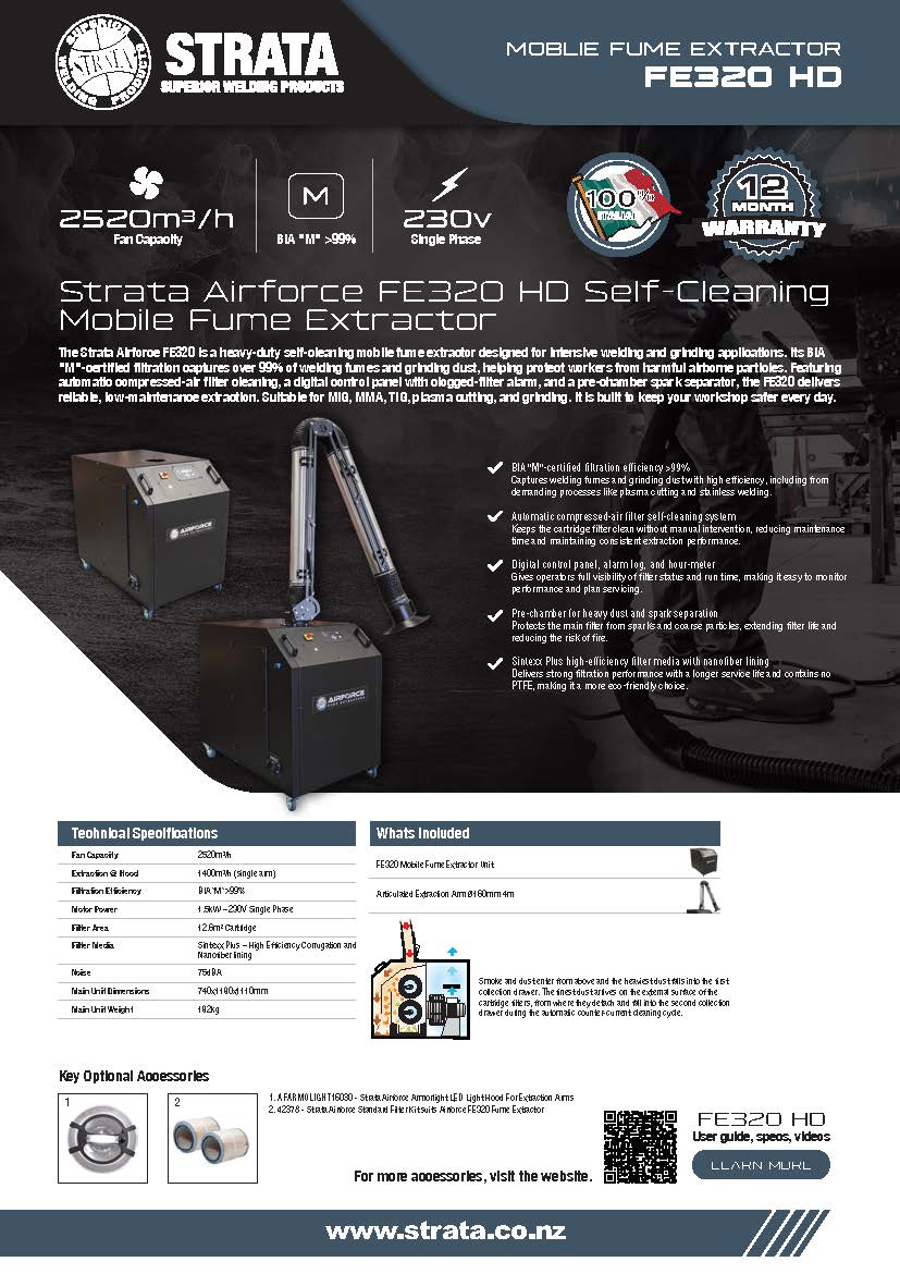 Strata Airforce HD Self-Cleaning Mobile Fume Extractor with 4m HD Flexible Arm