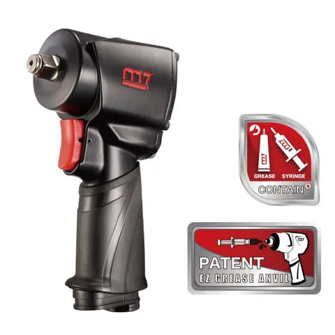 M7 Air Impact Wrench 1/2in Drive Twin Hammer Ez Grease 650Ft