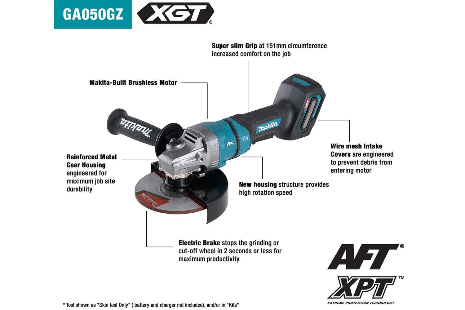Makita XGT 125mm Angle Grinder With Paddle Switch