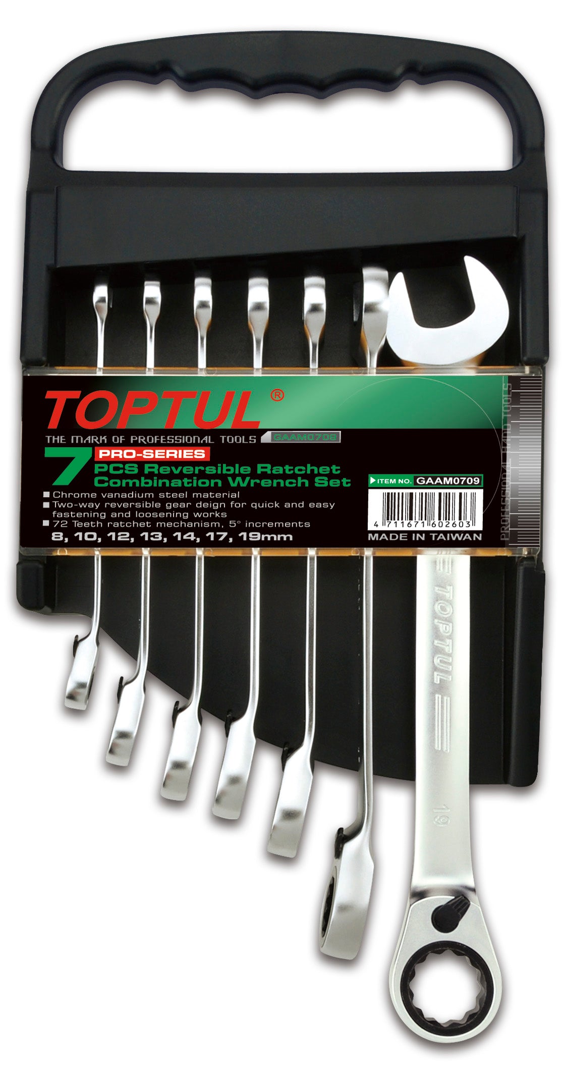 Toptul Combination Geared Wrench Set 7 Piece Metric