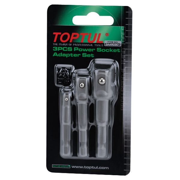 Toptul Power Bit Adapters 3pc 1/4"-3/8"-1/2"Dr