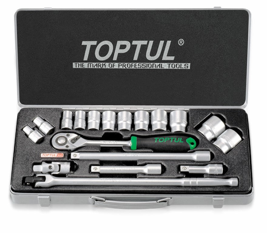 TOPTUL SOCKET SET 1/2in 18PC METRIC