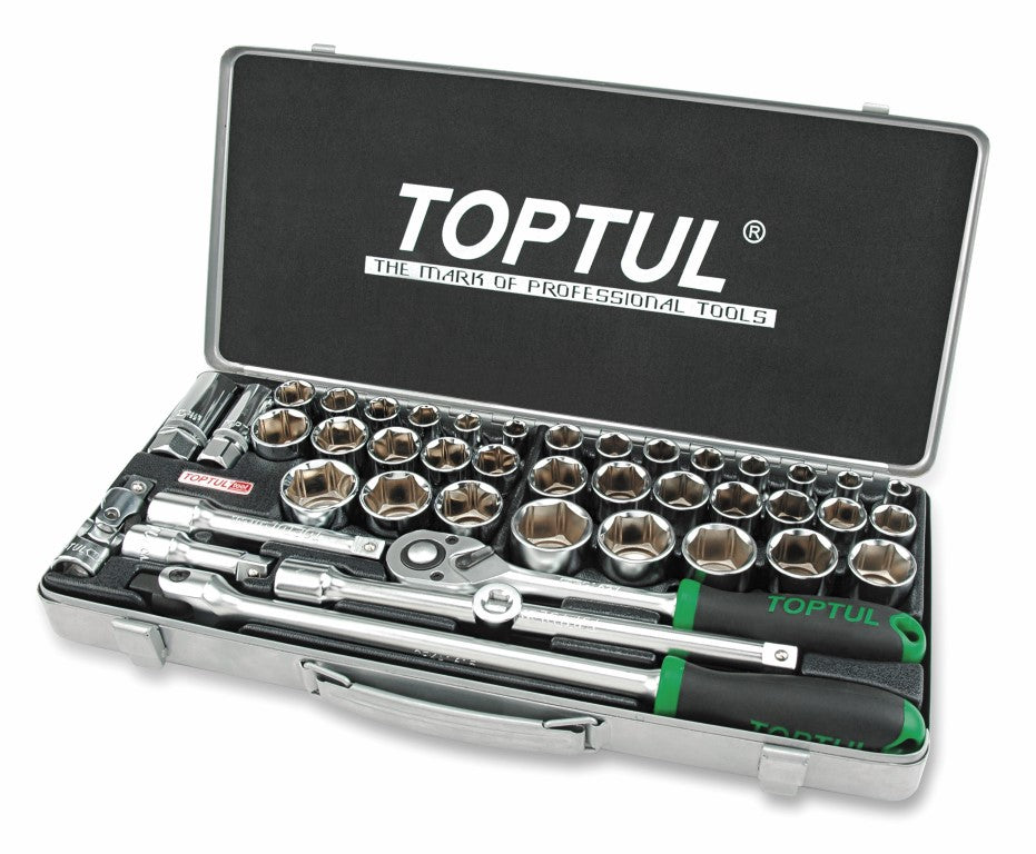 TopTul Socket Set AF/Metric 1/2in Drive 43pc