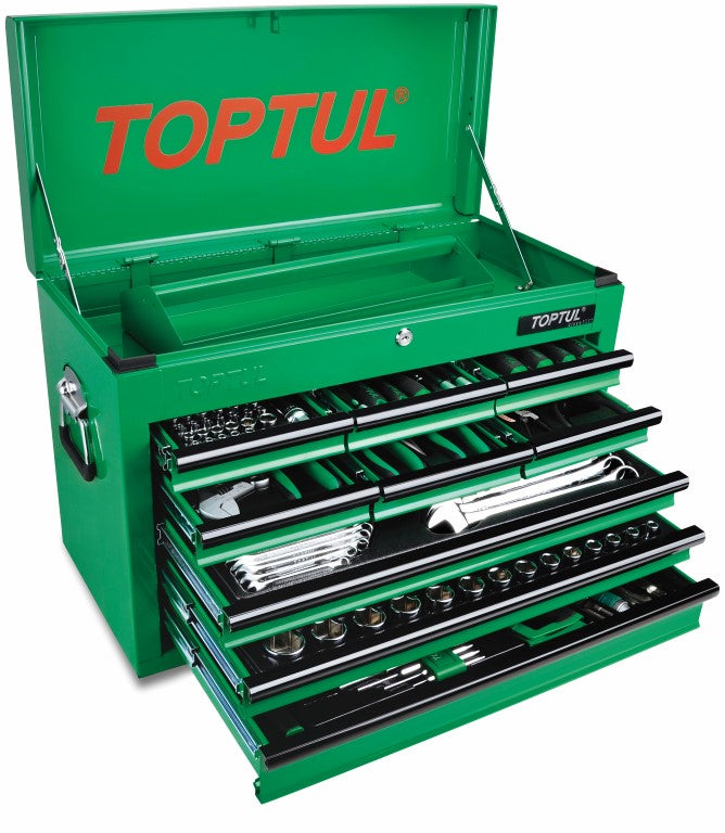 TOPTUL TOOL KIT 186PC W/ 9 DRAW GREEN TOP BOX