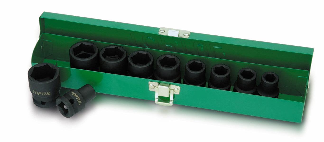 TOPTUL SOCKET SET IMPACT 1/2in 10PC 10-24MM