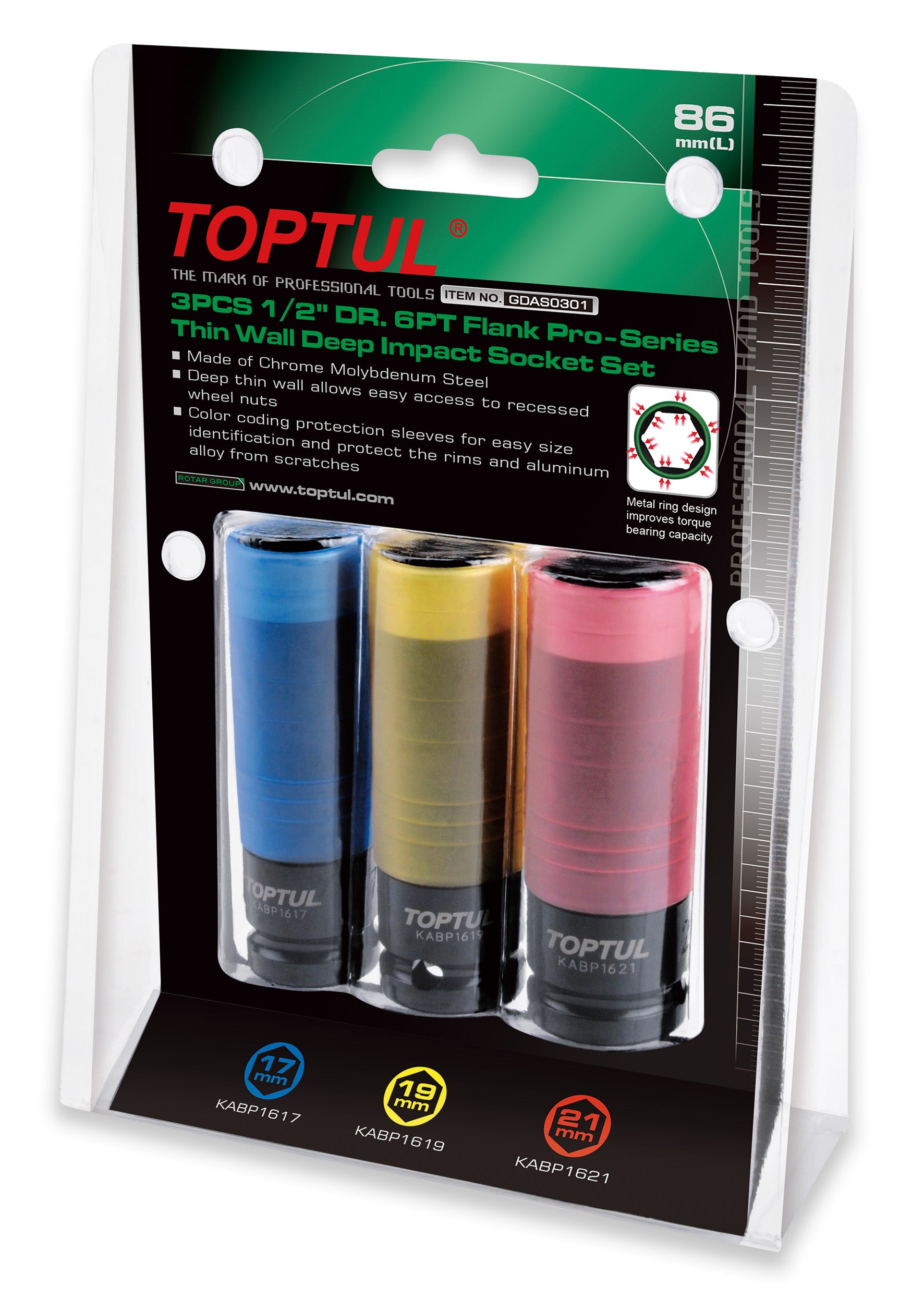 Toptul SOCKET IMPACT 3PC FOR MAGS