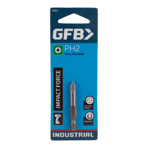GFB impact drill bit packaging with blue background