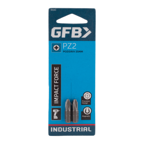 GFB impact driver bit package with blue and white design