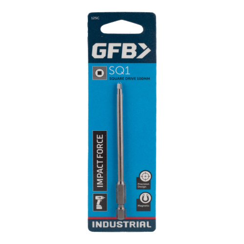 GFB impact driver bit packaging with blue background and product details.