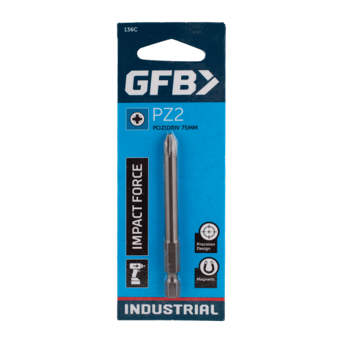 GFB impact drill bit packaging with blue and white design