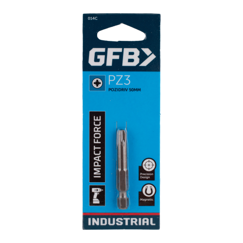 GFB impact driver bit packaging with blue background