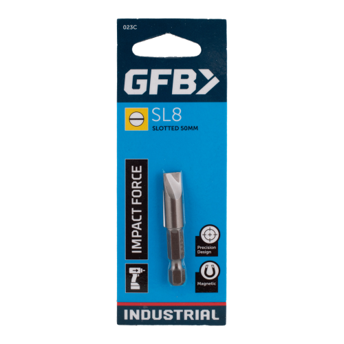GFB chisel packaging with blue background and chisel image