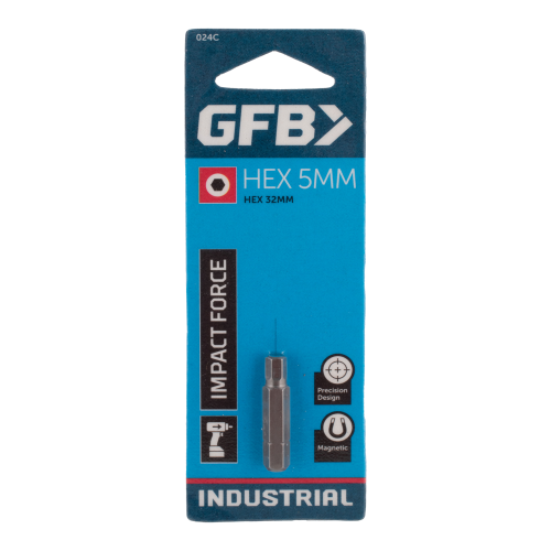 GFB impact force hex bit package on a white background