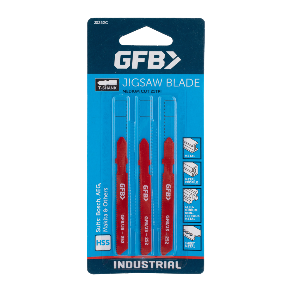 GFB HSS Jigsaw Blade Metal (75mm x 21tpi) - 3 Pack