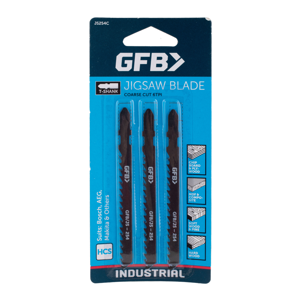 GFB HCS Jigsaw Blade Wood (100mm x 6tpi) - 3 Pack