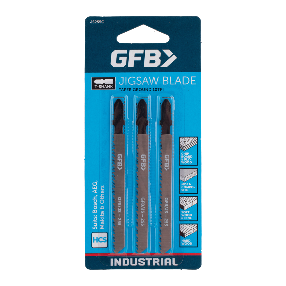 GFB HCS Jigsaw Blade Wood (100mm x 10tpi) - 3 Pack