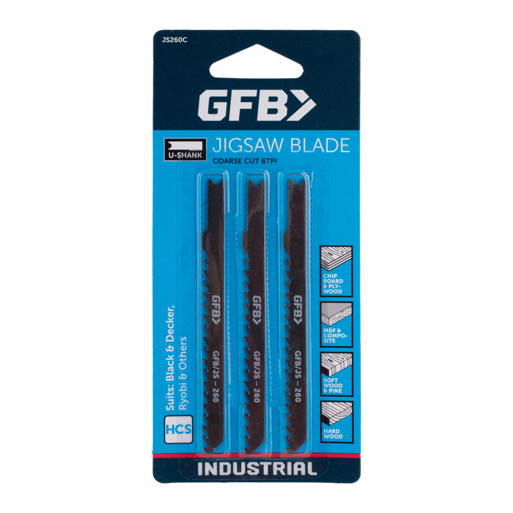 GFB HCS Jigsaw Blade Wood (100mm x 6tpi) - 3 Pack