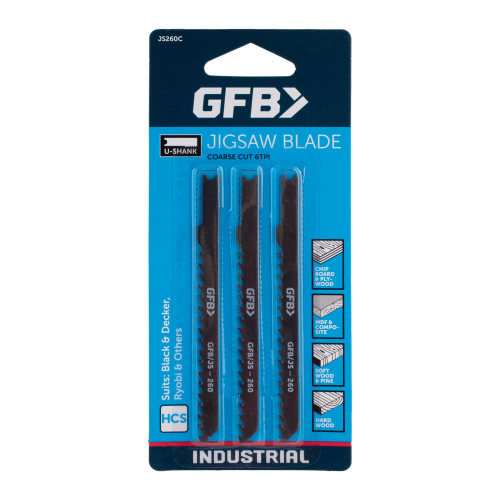 GFB jigsaw blade set packaging on a white background
