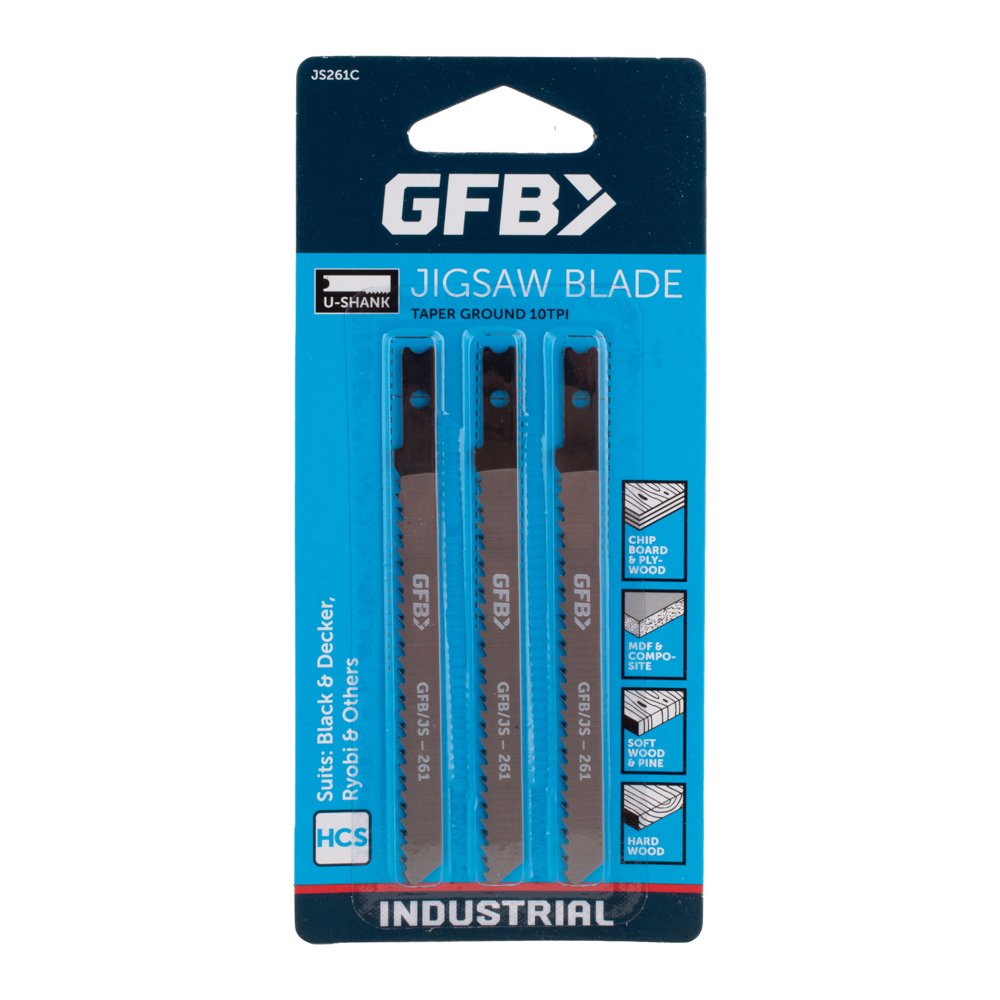 GFB HCS Jigsaw Blade Wood (100mm x 10tpi) - 3 Pack