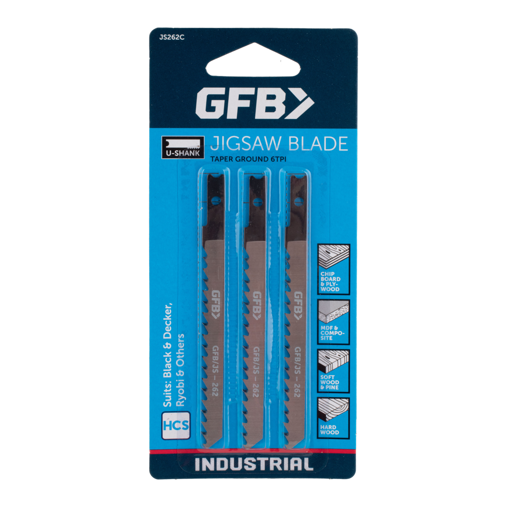 GFB HCS Jigsaw Blade Wood (100mm x 6tpi) - 3 Pack